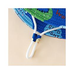 Babyhug Bucket Hat with Jungle Theme Print Blue - Diameter 16 cm