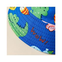 Babyhug Bucket Hat with Jungle Theme Print Blue - Diameter 16 cm