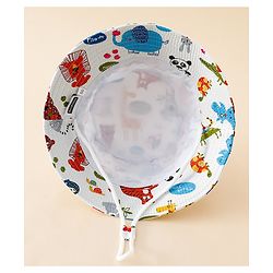 Babyhug Bucket Hat with Jungle Theme Print White - Diameter 17 cm