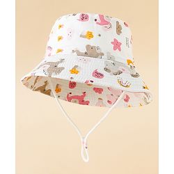 Babyhug Bucket Hat with Unicorn Print White - Diameter 17 cm
