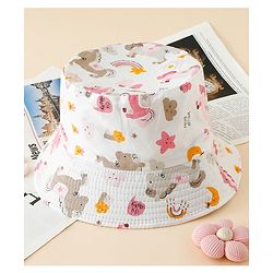 Babyhug Bucket Hat with Unicorn Print White - Diameter 17 cm