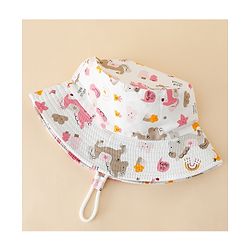 Babyhug Bucket Hat with Unicorn Print White - Diameter 17 cm