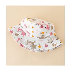Babyhug Bucket Hat with Unicorn Print White - Diameter 17 cm