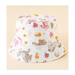 Babyhug Bucket Hat with Unicorn Print White - Diameter 17 cm