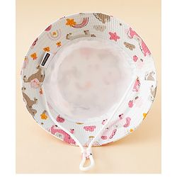 Babyhug Bucket Hat with Unicorn Print White - Diameter 17 cm