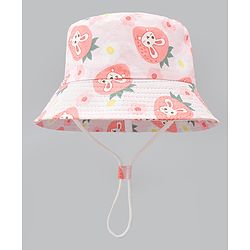 Babyhug Bucket Hat with Bunny Print Pink - Diameter 17 cm