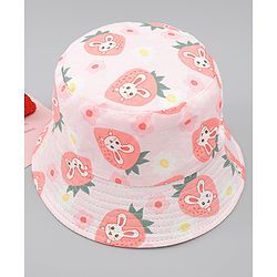 Babyhug Bucket Hat with Bunny Print Pink - Diameter 17 cm