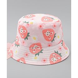 Babyhug Bucket Hat with Bunny Print Pink - Diameter 17 cm