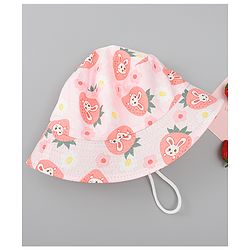 Babyhug Bucket Hat with Bunny Print Pink - Diameter 17 cm