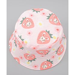 Babyhug Bucket Hat with Bunny Print Pink - Diameter 17 cm