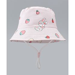 Babyhug Bucket Hat with Bunny Print Pink - Diameter 17 cm