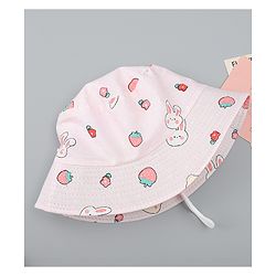 Babyhug Bucket Hat with Bunny Print Pink - Diameter 17 cm