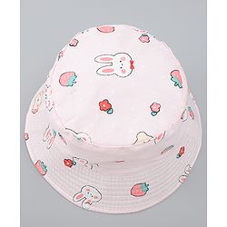 Babyhug Bucket Hat with Bunny Print Pink - Diameter 17 cm