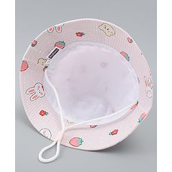 Babyhug Bucket Hat with Bunny Print Pink - Diameter 17 cm