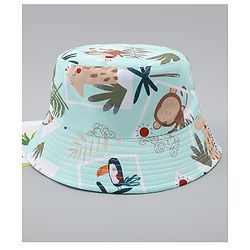 Babyhug Bucket Hat with Animal Print Sea Green - Diameter 17 cm