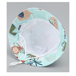 Babyhug Bucket Hat with Animal Print Sea Green - Diameter 17 cm