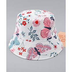 Babyhug 100% Cotton Bucket Hat with Tropical Theme Print - Diameter 17 cm