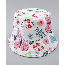 Babyhug 100% Cotton Bucket Hat with Tropical Theme Print - Diameter 17 cm