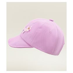 Babyhug Cotton Baseball Cap With Floral Applique Light Blue - Diameter 17 cm
