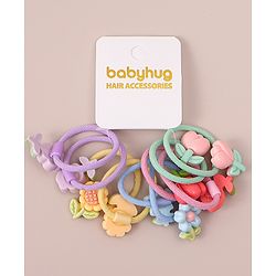 Babyhug Hair Rubber Bands with Floral Applique Free Size Pack of 5 - Multicolor