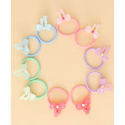 Babyhug Hair Rubber Bands  With Bow Applique Pack of 12 - Multicolor