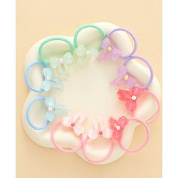 Babyhug Hair Rubber Bands  With Bow Applique Pack of 12 - Multicolor