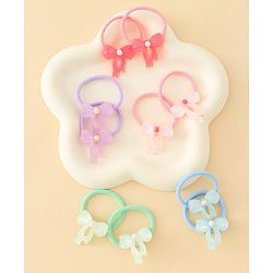 Babyhug Hair Rubber Bands  With Bow Applique Pack of 12 - Multicolor