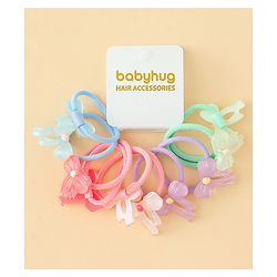 Babyhug Hair Rubber Bands  With Bow Applique Pack of 12 - Multicolor