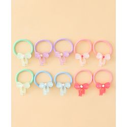 Babyhug Hair Rubber Bands  With Bow Applique Pack of 12 - Multicolor