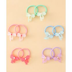 Babyhug Hair Rubber Bands  With Bow Applique Pack of 12 - Multicolor