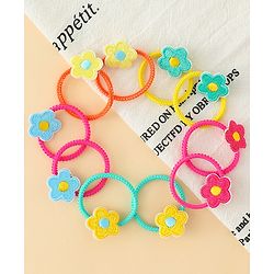 Babyhug Hair Rubber Band with Floral Applique Pack of 10 - Multicolor