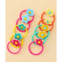 Babyhug Hair Rubber Band with Floral Applique Pack of 10 - Multicolor