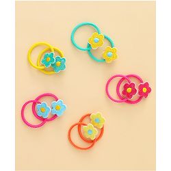 Babyhug Hair Rubber Band with Floral Applique Pack of 10 - Multicolor