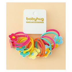 Babyhug Hair Rubber Band with Floral Applique Pack of 10 - Multicolor