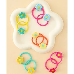 Babyhug Hair Rubber Band with Floral Applique Pack of 10 - Multicolor