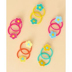 Babyhug Hair Rubber Band with Floral Applique Pack of 10 - Multicolor