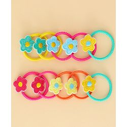Babyhug Hair Rubber Band with Floral Applique Pack of 10 - Multicolor