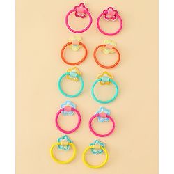 Babyhug Hair Rubber Band with Floral Applique Pack of 10 - Multicolor