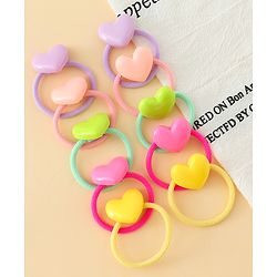 Babyhug Hair Rubber Bands  With Hearts  Applique Pack of 12 - Multicolor