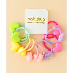 Babyhug Hair Rubber Bands  With Hearts  Applique Pack of 12 - Multicolor