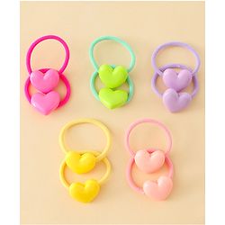 Babyhug Hair Rubber Bands  With Hearts  Applique Pack of 12 - Multicolor