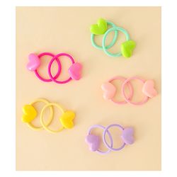Babyhug Hair Rubber Bands  With Hearts  Applique Pack of 12 - Multicolor