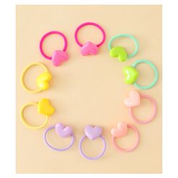 Babyhug Hair Rubber Bands  With Hearts  Applique Pack of 12 - Multicolor