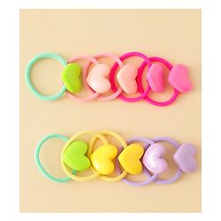 Babyhug Hair Rubber Bands  With Hearts  Applique Pack of 12 - Multicolor