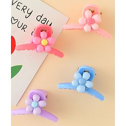 Babyhug Hair Clips with Floral Applique Design Pack of 4  - Multicolor