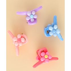 Babyhug Hair Clips with Floral Applique Design Pack of 4  - Multicolor