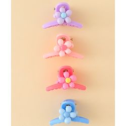 Babyhug Hair Clips with Floral Applique Design Pack of 4  - Multicolor