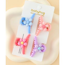 Babyhug Hair Clips with Floral Applique Design Pack of 4  - Multicolor