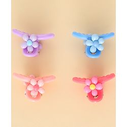 Babyhug Hair Clips with Floral Applique Design Pack of 4  - Multicolor