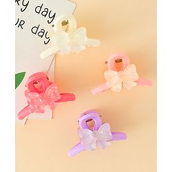 Babyhug Hair Clips with Bow Applique  Pack of 4  - Multicolor